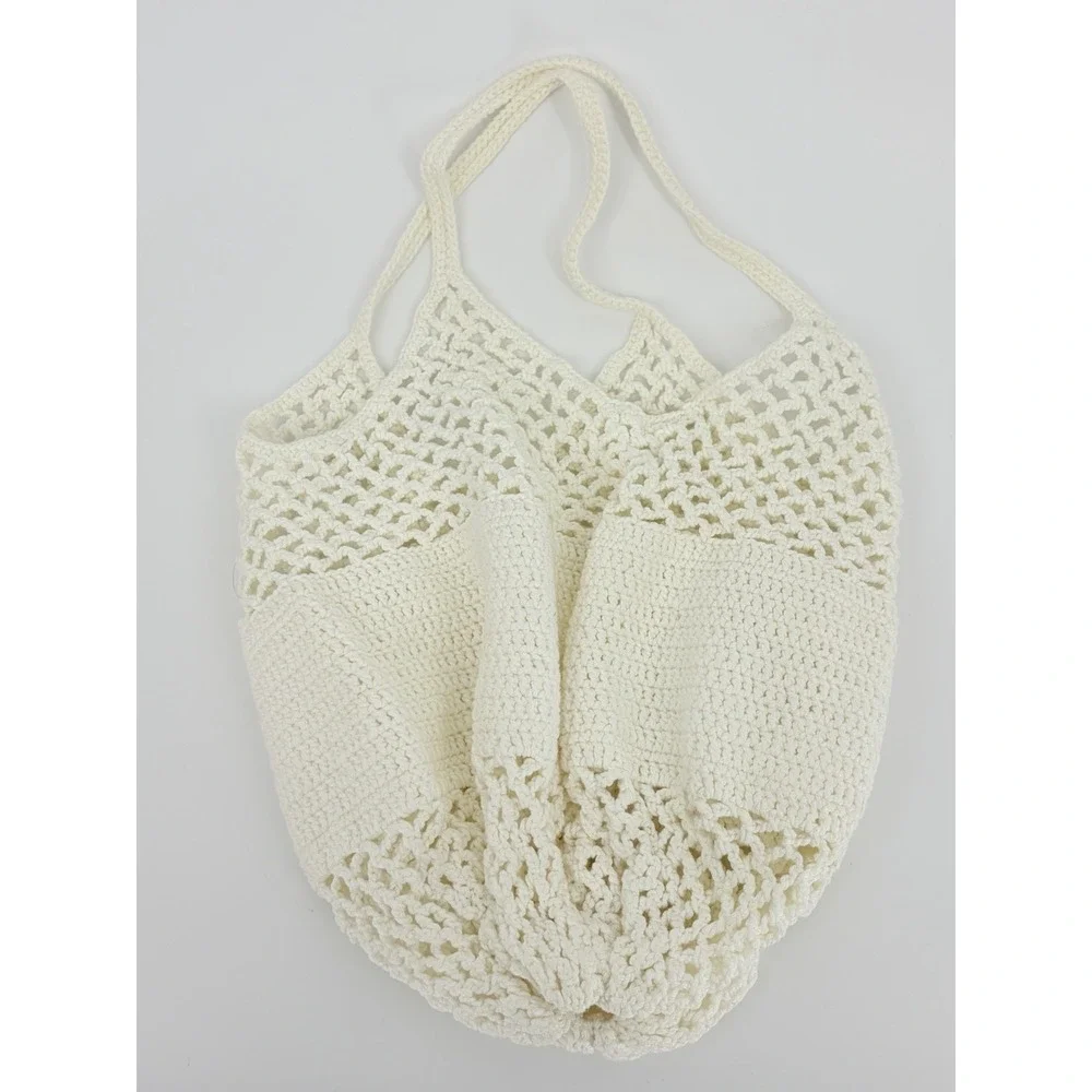 Vintage Knit Handbag Tote Purse Boho Cottagecore